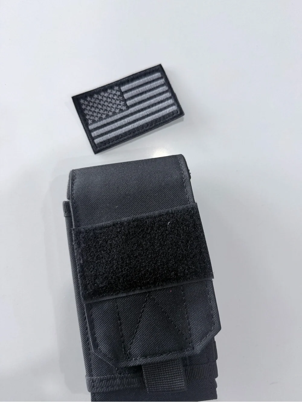 Black Tactical Phone Pouch with Hook-and-Loop Closure